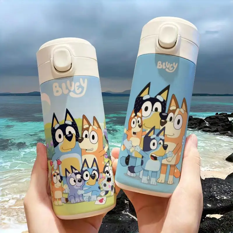 

Термос-кружка 420 мл с мультяшным дизайном Bluey, большой емкости, стильный, из нержавеющей стали, легкий и портативный