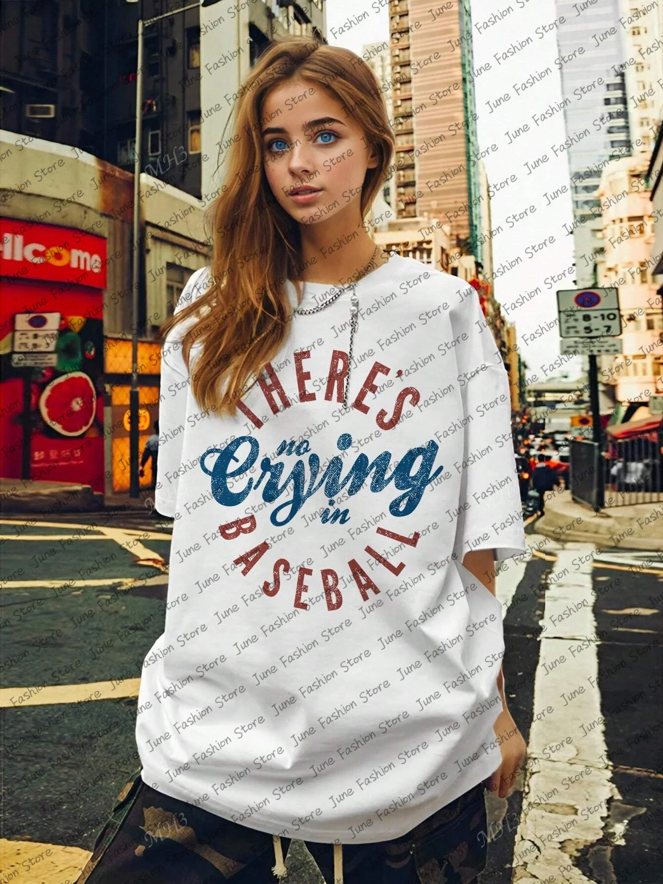 

Summer New Women's Drop Shoulder Short Sleeve Tshirts Casual Round Neck Baseball Jerseys Tops Loose Oversized Y2K Street Tees