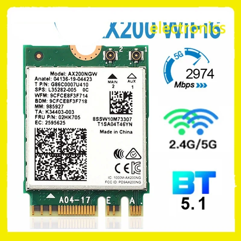 Intel ax200 wifi 6 m. 2 2.4g/5g bluetooth 5.0 802 desktop kit. Ax200ngw wireless card adapter antenna 11ax/a 3000mbps dual