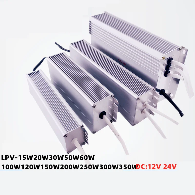 Free shipping LPV 12W 35W 60W 120w 200W Waterproof Outdoor 12V 24V 36V 48V Power Supply for LED light LED Driver Aluminiun Case