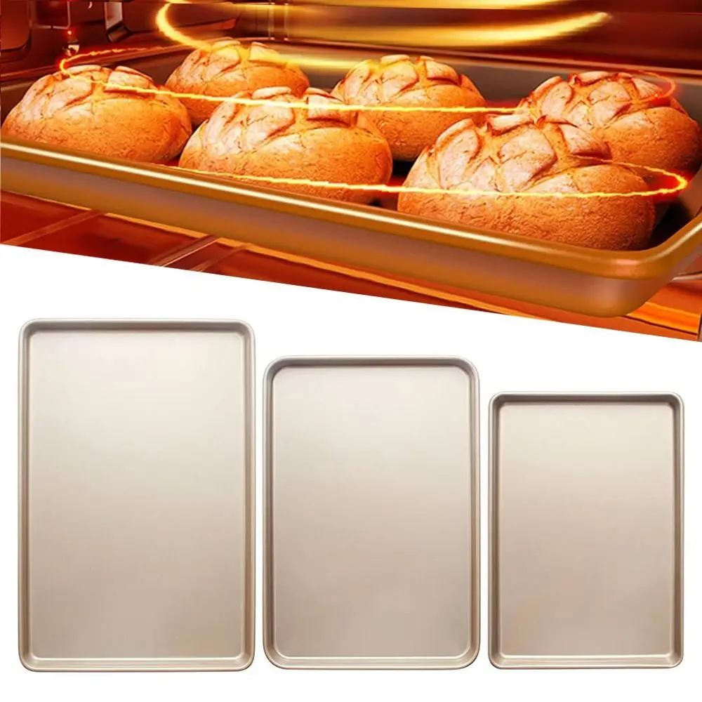 Gold 9/11/13inch Oven Baking Pan Rectangle Nonstick Cake Baking Tray Carbon Steel Bake Mold