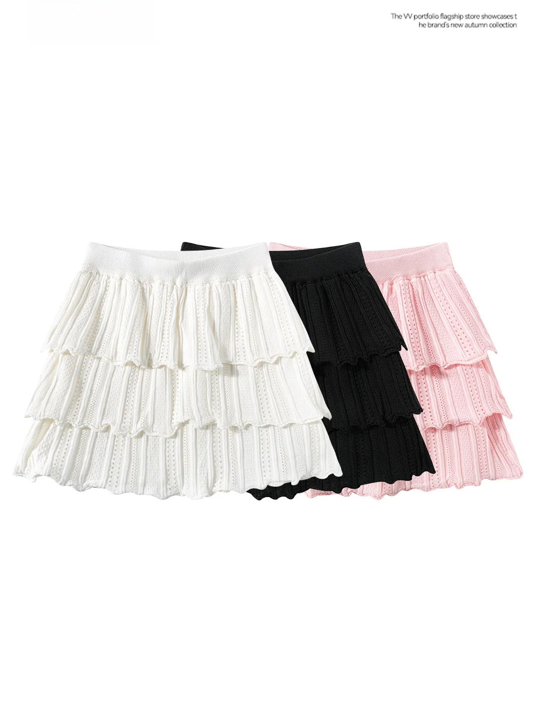 High Waist Knitted Short Skirt with Wood Ear Design for Women Summer  Cake Skirt A-Line Style Casual Daily Wear