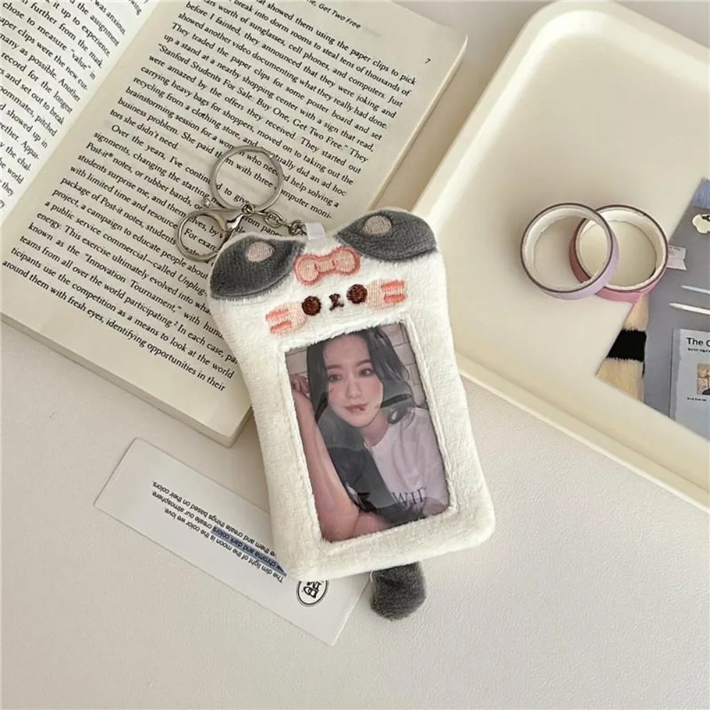 New Kawaii Card Protector Cat Rabbit Photocard Holder Stationery Kpop Idol Photo Holder Winter