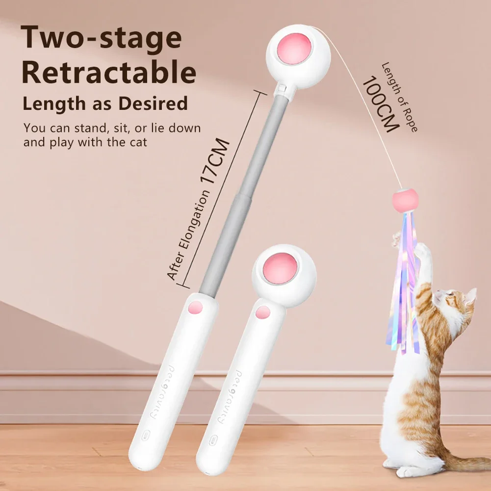 2024 New Cat Toys Cat Teaser Stick Freely Retractable and Replaceable Feather Toy Head Small and Flexible Cats Mint Pet Supplies