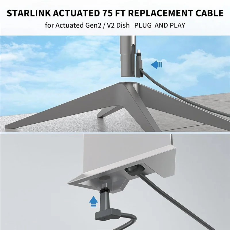 

Сменный кабель для прямоугольного кабеля Satellite V2 Starlink, 1000 Мбит/с, 33 фута, термостойкий внутренний/наружный кабель, простая установка-AT
