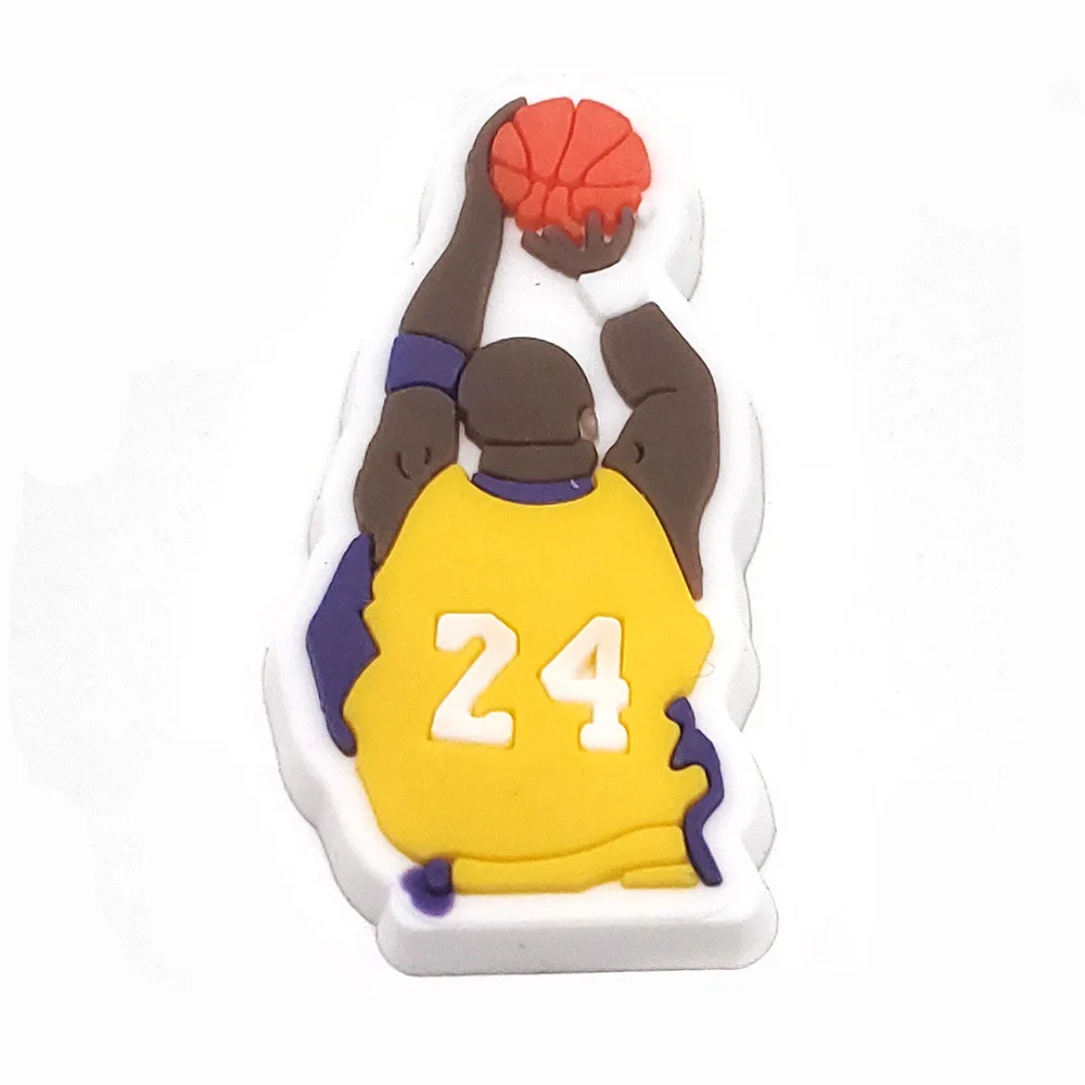 1pcs Basketball Shoe Charms Accessories PVC Cool Ball-game Star Jibz Wholesale Slippers Souvenir Decoration Kid X-mas Party Gift