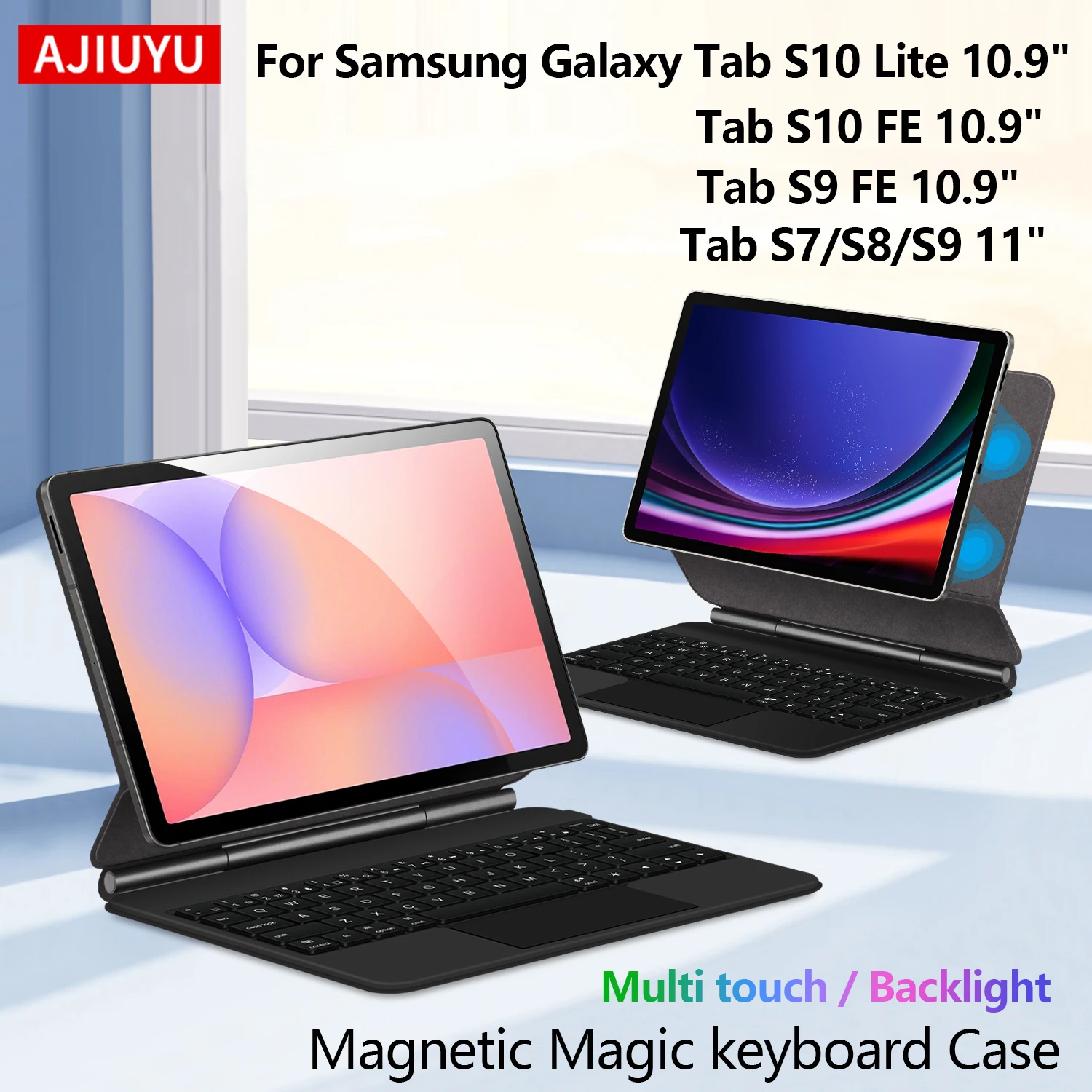 

Backlight Magic Keyboard Case For Samsung Galaxy Tab S10 Lite S10 FE S9 FE 10.9" S7 S8 S9 11 Inch Tablet Smart Cover Multi-touch
