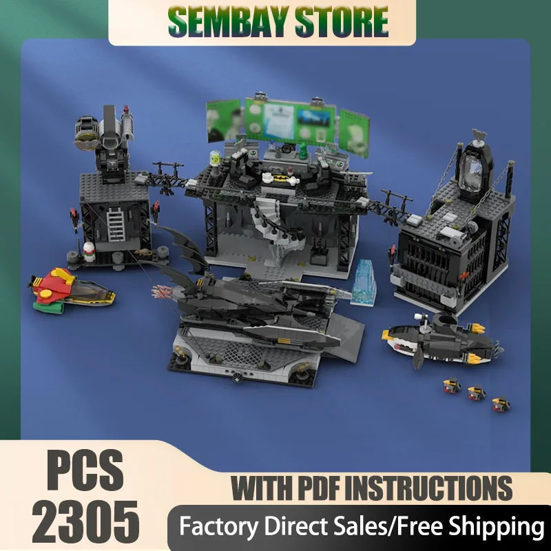 

Moc Building Blocks The Batcave-Movie Model Technology Bricks DIY Assembly Famous Scene Toys Construstion Holiday Set Gifts