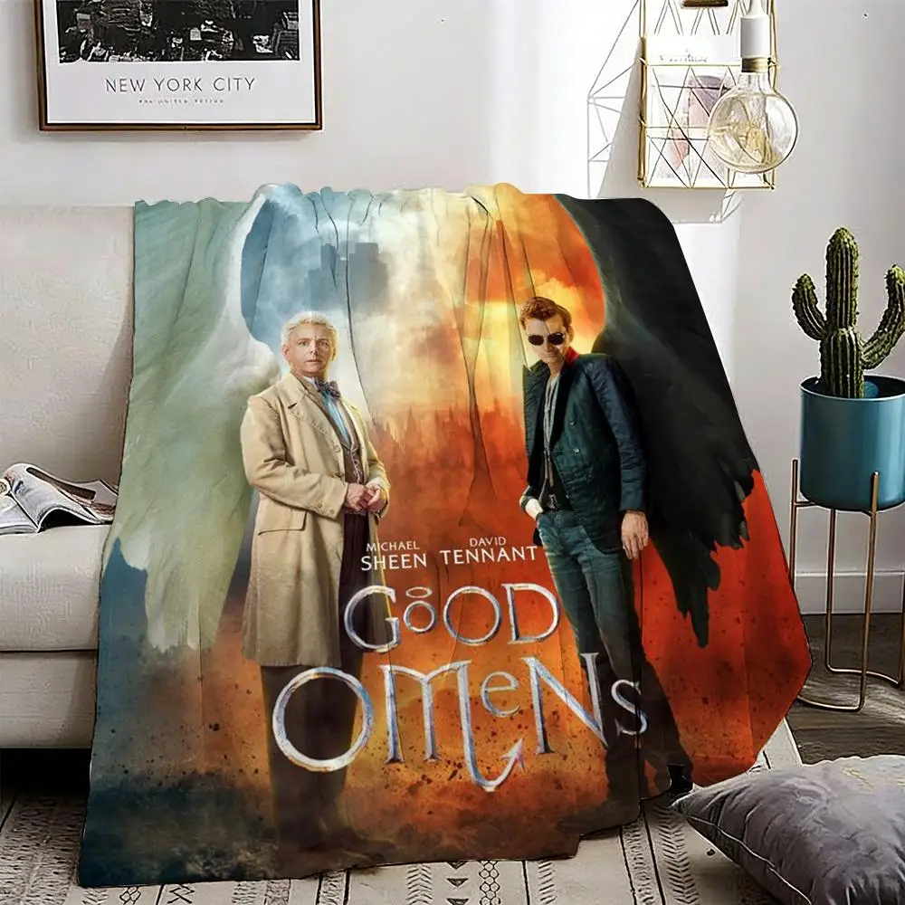 

Good Omens Throw Lightweight 240g Flannel Blanket Soft Skin-friendly for Summer Cooling
