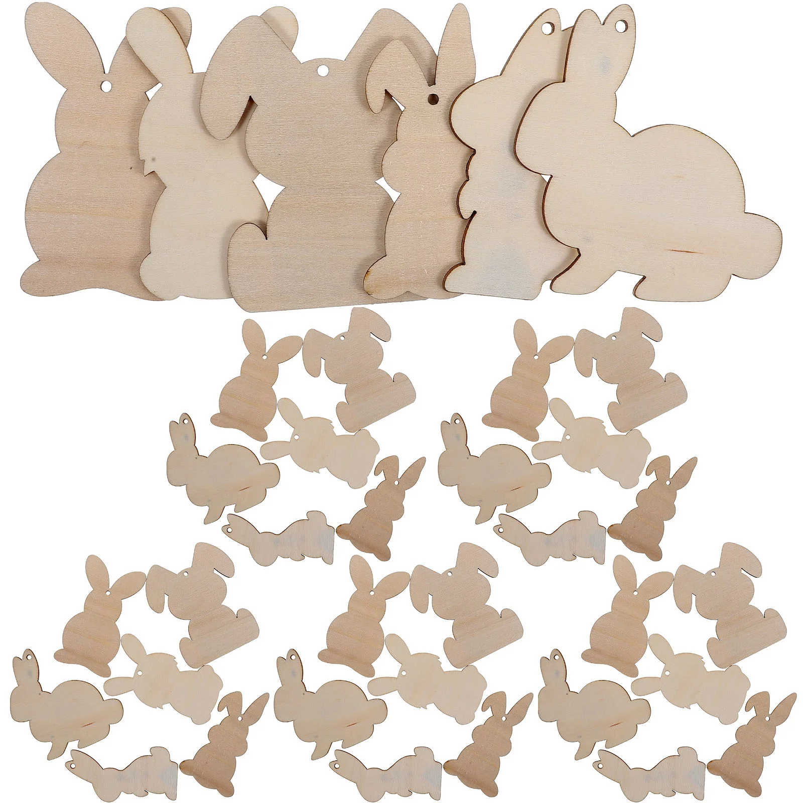 

3 Sets Easter Bunny Party Decorations Wood Slices Unfinished Wooden Cutout Shapes for Crafts Listing Cutouts