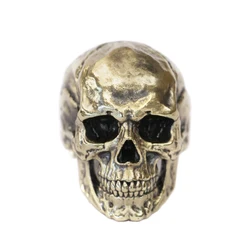 Brass Details Skull Ring Mens Biker Punk Adjustable Ring BR435 US Size 8~15