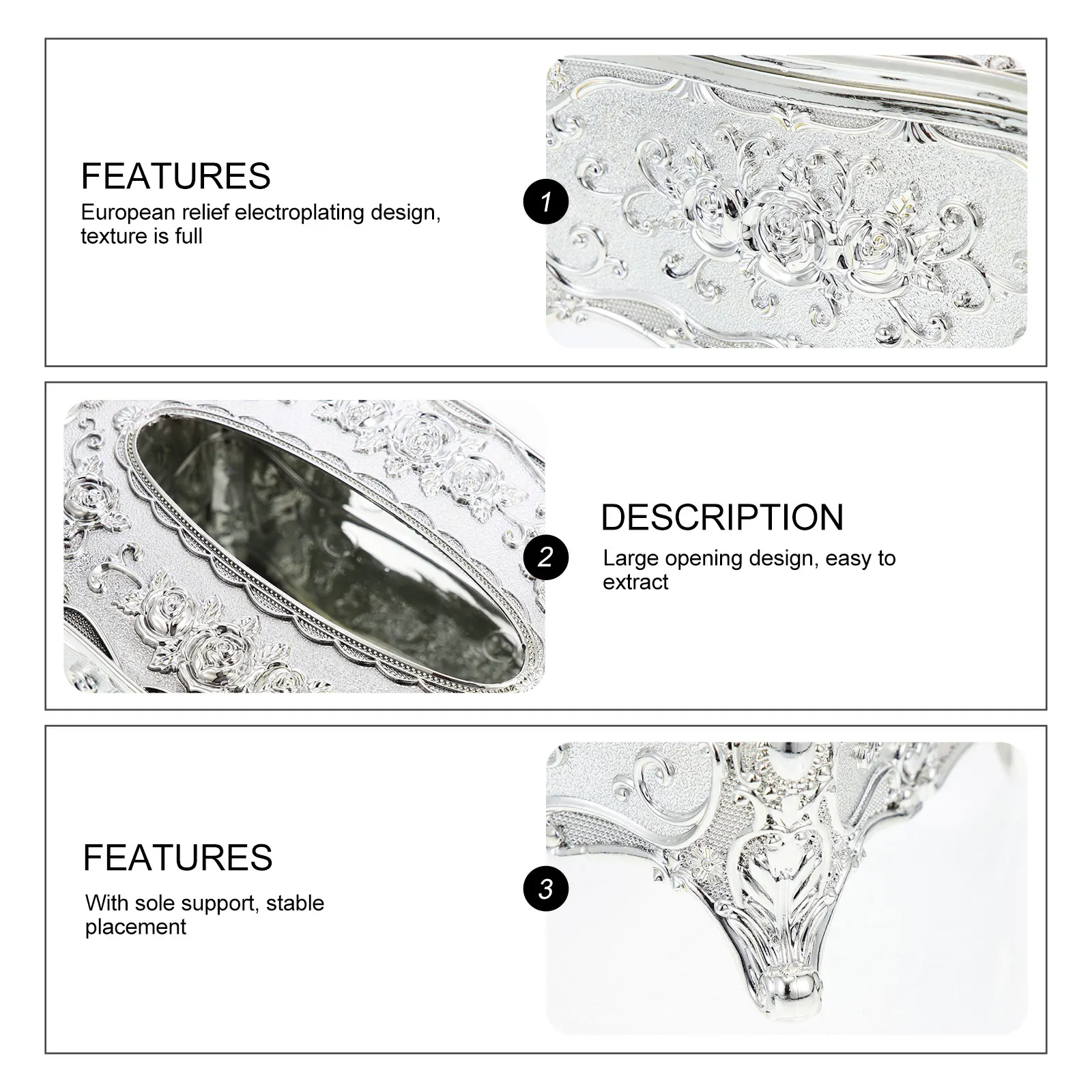 

European Style Gold Plated Tissue Box Cover Exquisite Retro Colorful Compact Size Desktop Decoration Home Supplies