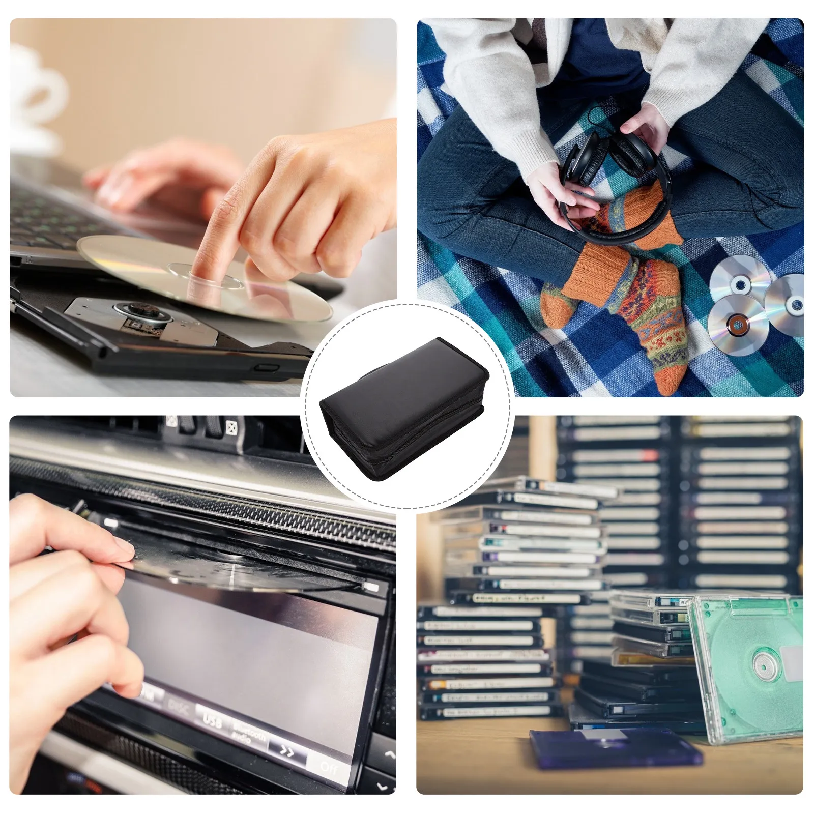 

2 шт. чехла для хранения CD-дисков на 128 слотов, прочный чехол для CD-дисков из искусственной кожи с мягкими внутренними страницами, ударопрочный портативный кейс