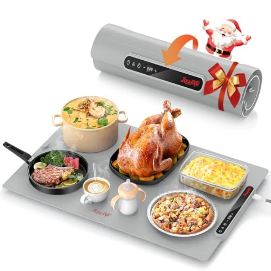 

Electric Warming Mat for Food Roll-Up Silicone Heating Pad with 7 Adjustable Tempmaster Levels Foldable Warming Tray for Counte