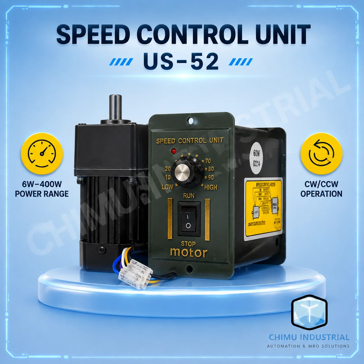 【CHIMU INDUSTRIAL】 for US-52 AC Motor Speed Controller 220V 15W-250W Governor for Gear Motor Speed