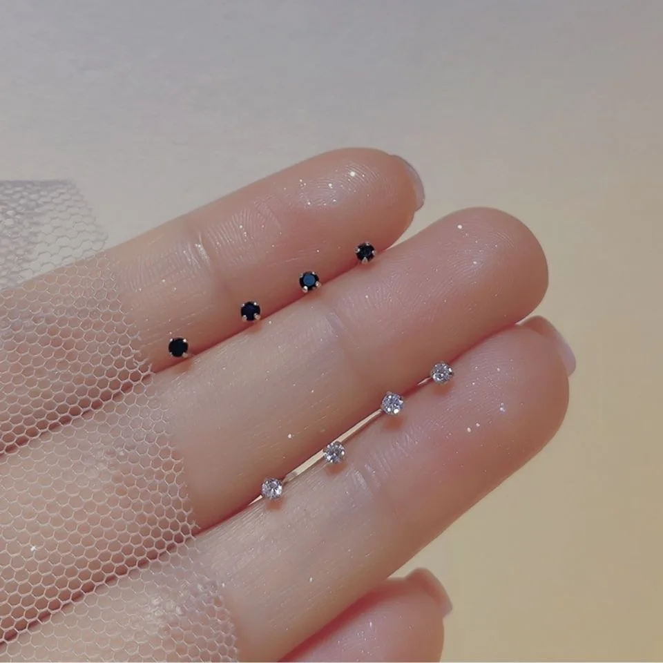 Trendy Mini Rhinestones Stud Earrings for Women Girls Maintain Ear Holes  Jewelry Cute Round Geometry Small Earrings Accessories