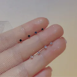 Trendy Mini Rhinestones Stud Earrings for Women Girls Maintain Ear Holes Jewelry Cute Round Geometry Small Earrings Accessories