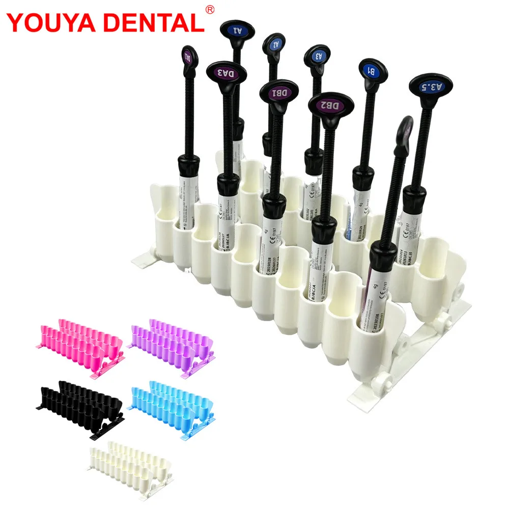 

1 шт., держатель для шприцев из смолы, пластиковые композитные шприцы, органайзер, аппликатор для клея, диспенсер, коробка, принадлежности для хранения зубов