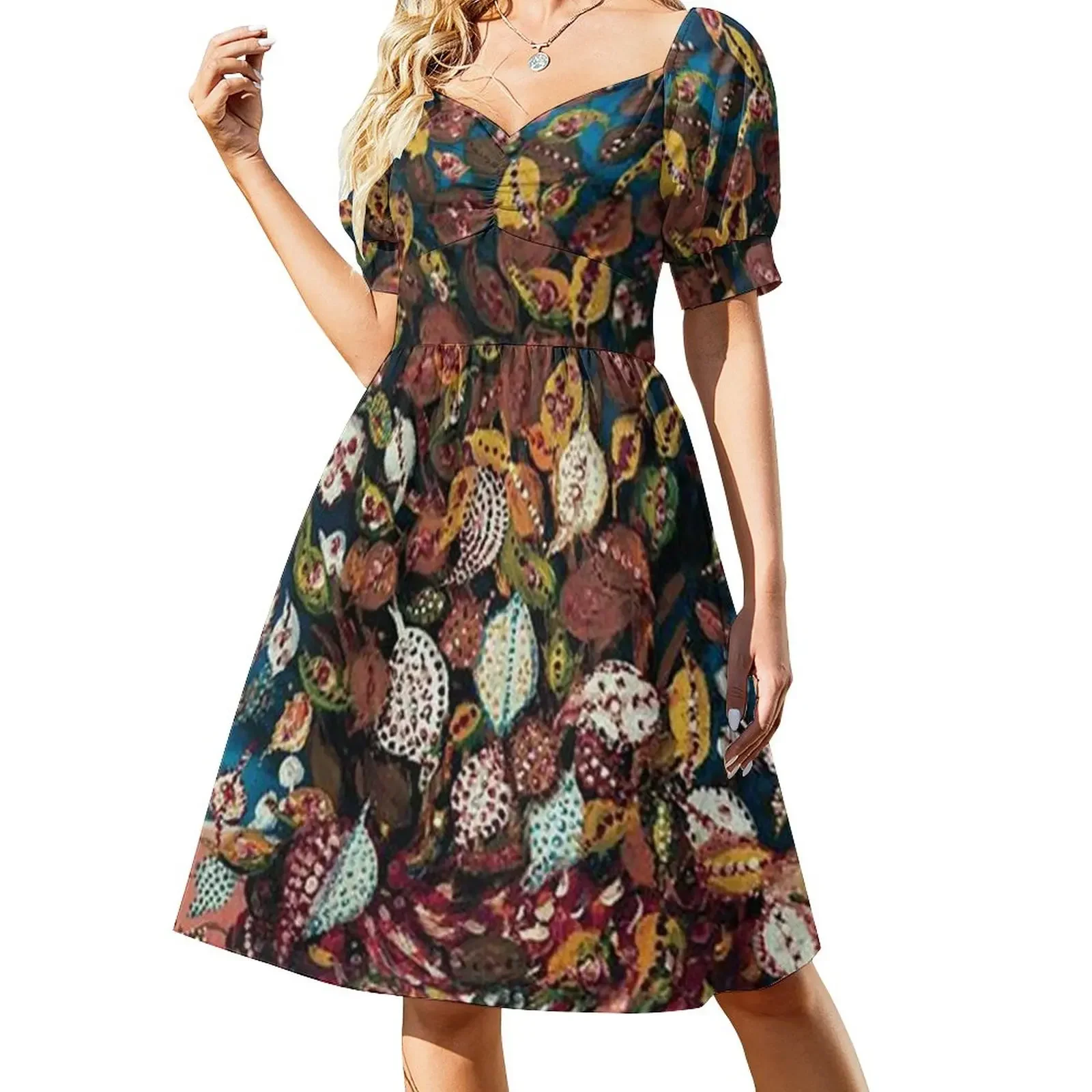 Le Bouquet de Feuilles - Seraphine Louis - Favourite Artists Collection Short-Sleeved Dress women's evening dresses 2025