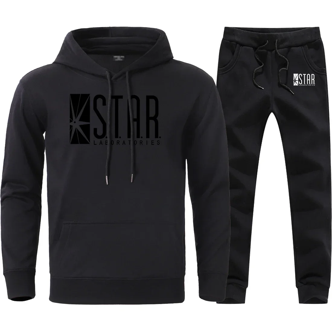 Star Labs Sportswear Trainingsanzüge für Herren Herbst Winter Fleece Warme Hoodies Pullover + Ganzkörperhose Heißer Verkauf Fitnessanzug