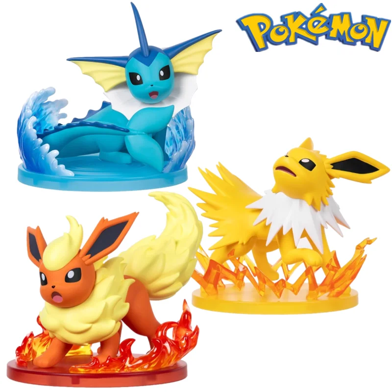 Pokemon model Vaporeon Flareon Jolteon doll collection hand-made ornaments animation peripherals Kawaii children's toys gifts