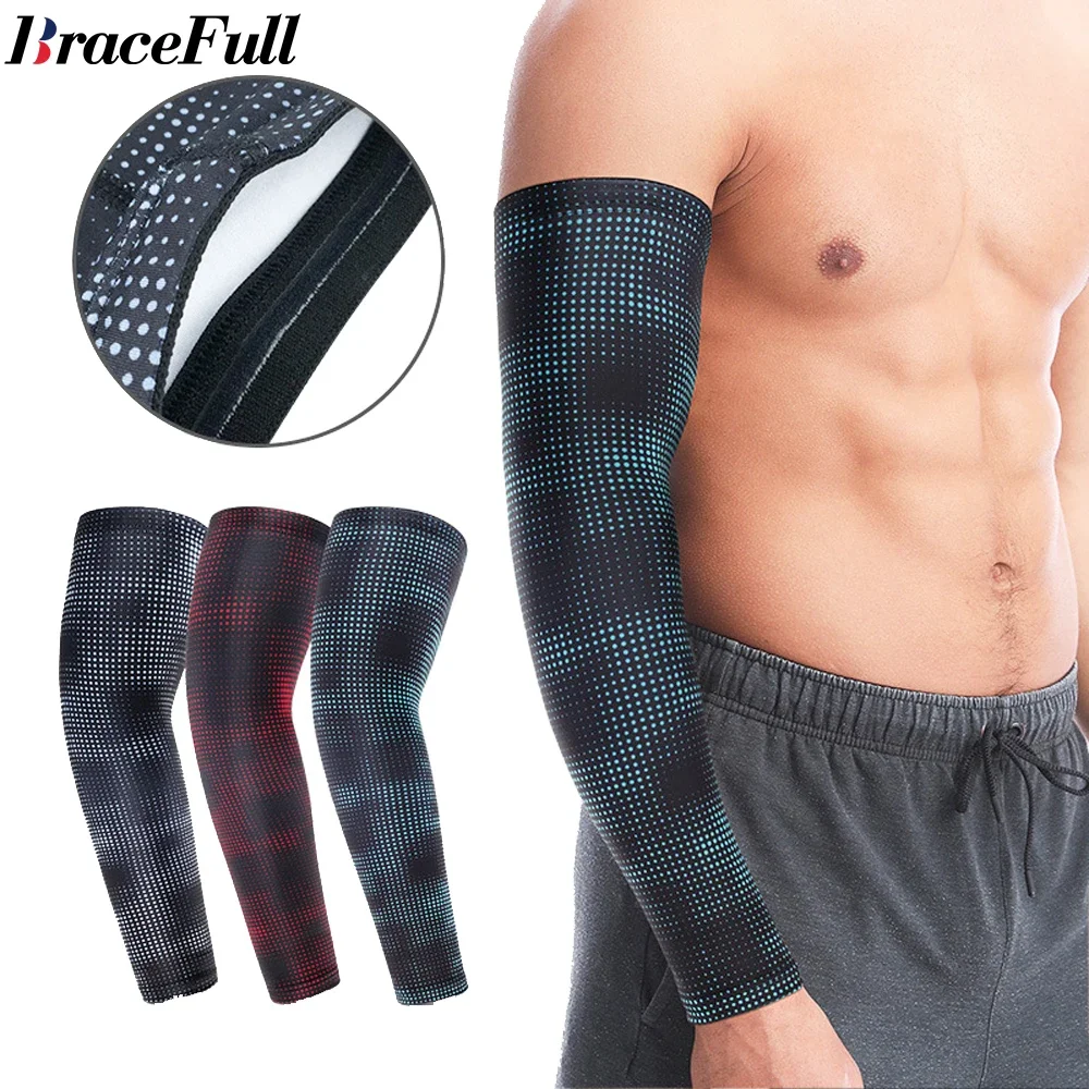 

1PC Sports Arm Sleeve Ice Fabric Mangas Warmer Summer UV Protection Running Basketball Volleyball Cycling Sunscreen Bands