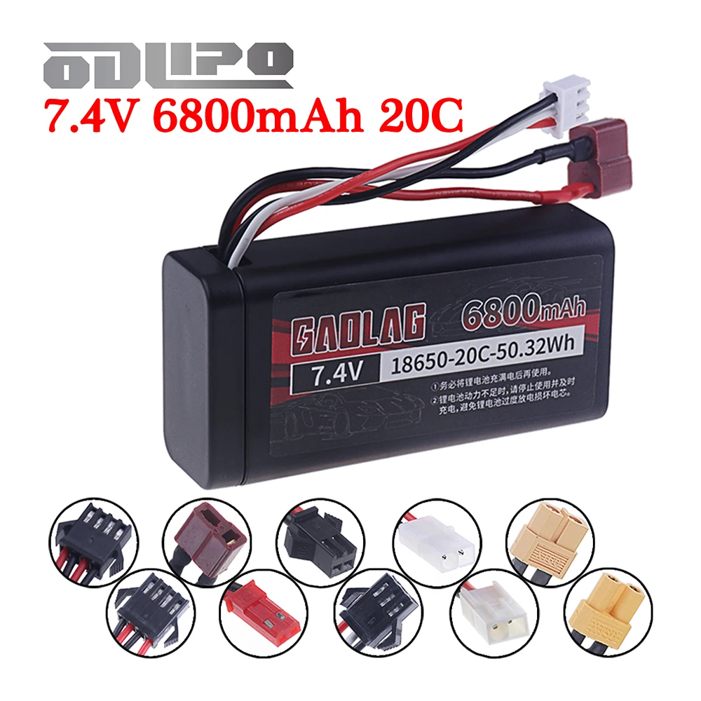 18650 Li-ion Battery 7.4V 6800mAh RC Car Battery For Wltoys 144001 12428 12423 10428 RC Cars Trucks Tanks Backup Battery 2s 7.4v