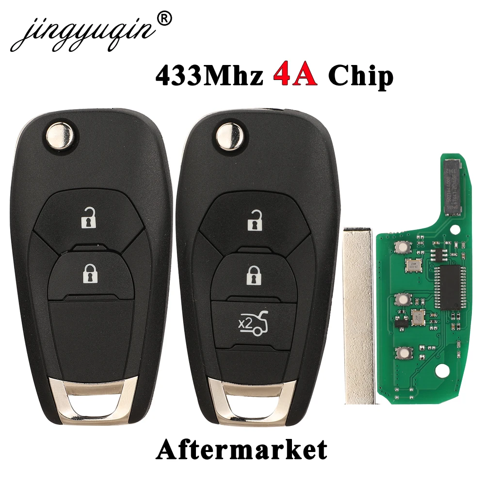 Jingyuqin 433.92Mhz FSK 4A Chip Car Remote Flip Key per Chevrolet Cruze 2015 Cavalier Trax Sonic Spark 2019 Aftermarket PCB