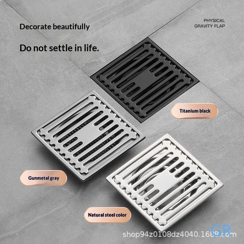 Stainless Steel Black Floor Drain 304 Anti-Odor Bathroom Drain Core Anti-Insect Anti-Backflow