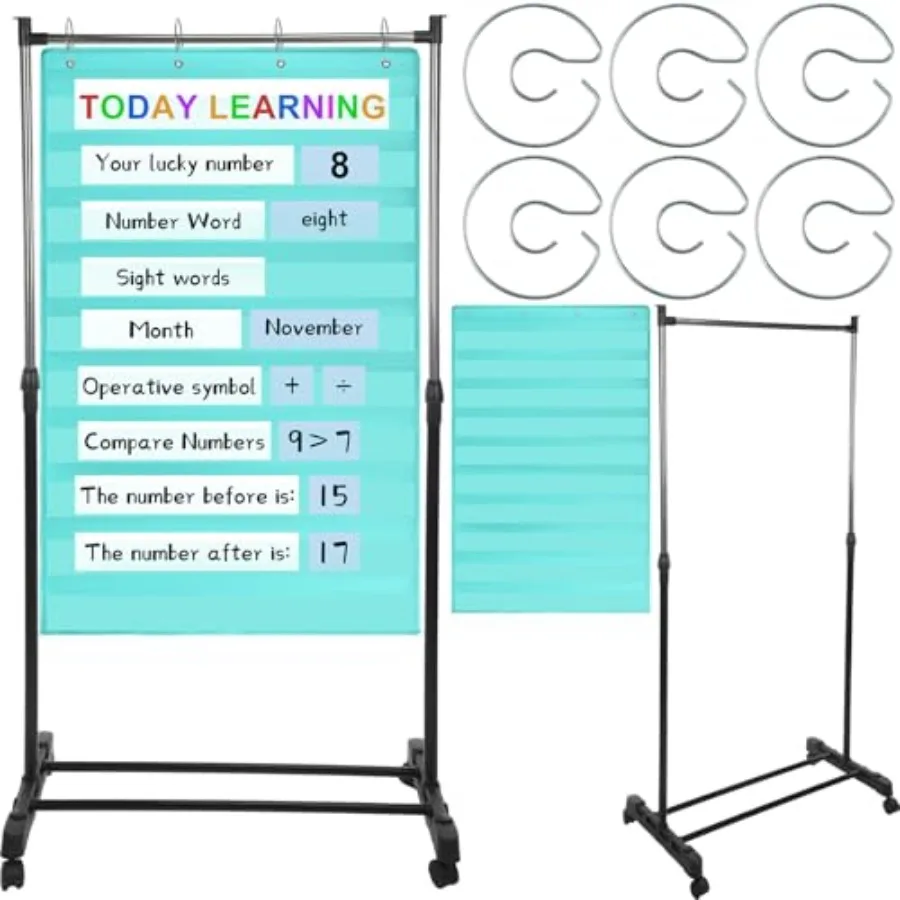 

Набор из 8 регулируемых подставок для карманных досок, включает 1 стандартную карменную доску, 6 сменных колец и 1 регулируемую подставку для классной комнаты.