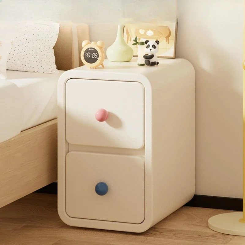 

Small solid wood bedside table Children's household bedroom Cream wind Extremely narrow bedside table Bedside rack