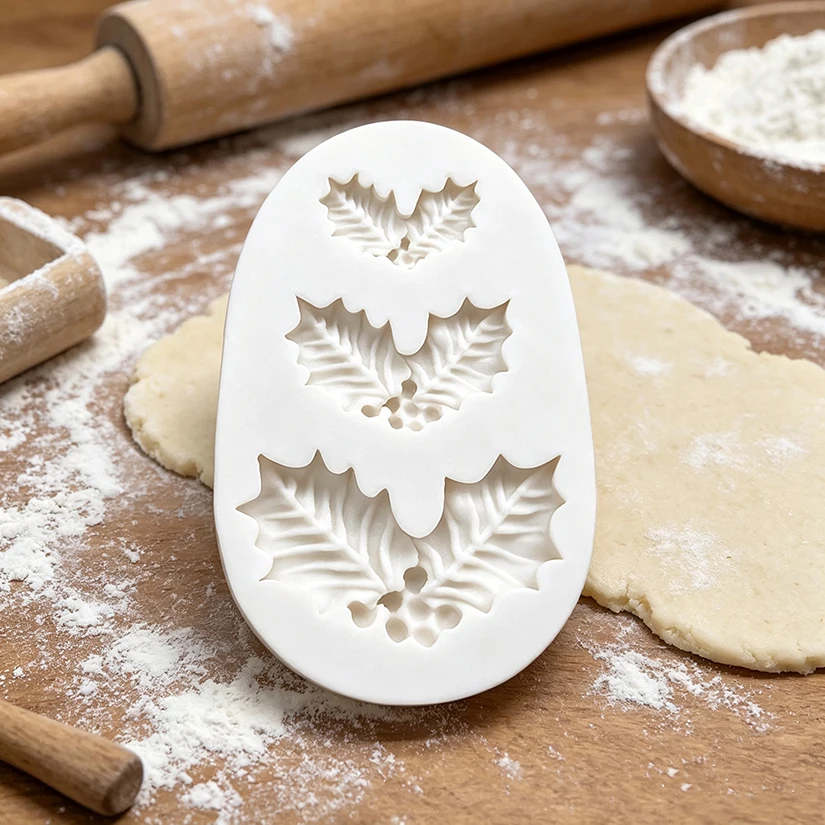 Holly Berry Weihnachten Silikon Sugar craft Form Harz Werkzeuge Cupcake Backform Fondant Kuchen Dekorations werkzeuge – Detail 6