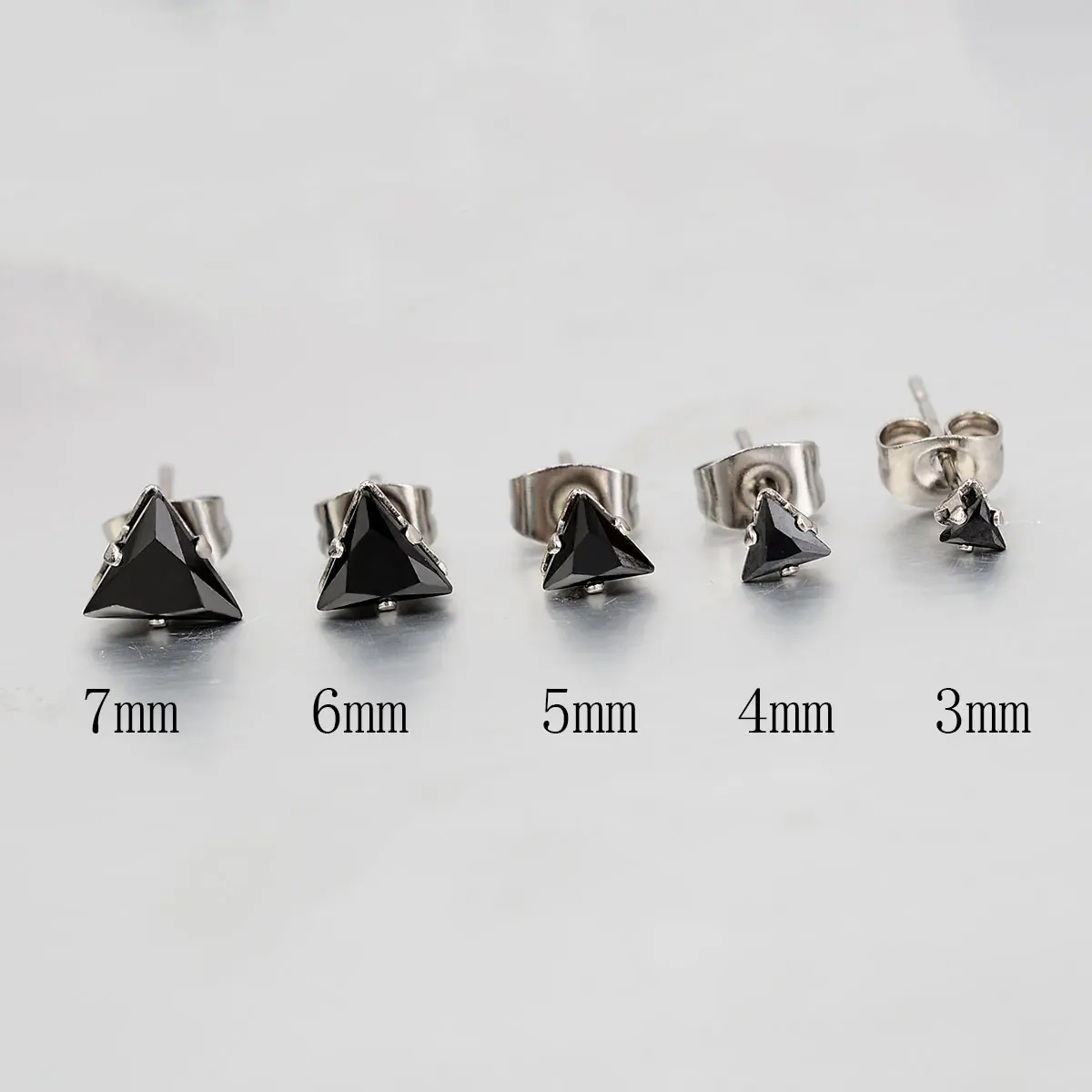 Stainless Steel Star Heart Triangle Zircon Black Stud Earrings For Women Tragus Conch Rook Helix Piercing Earrings Jewelry