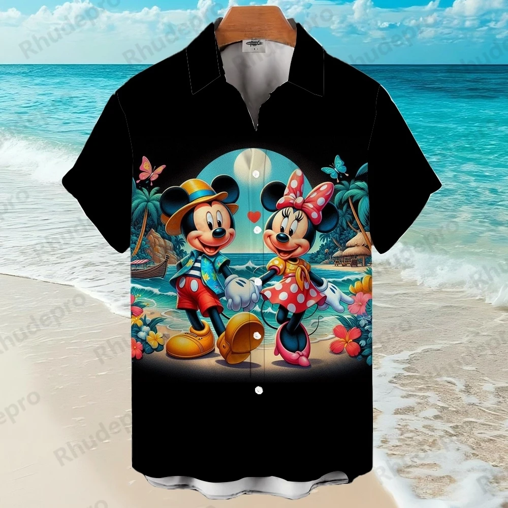 Disney 2025 Nieuwe 3D Afdrukken Mickey Mouse Cartoon Heren Shirts Zomer Mode Straat Trend Retro Boutique Tops Shirt Herren