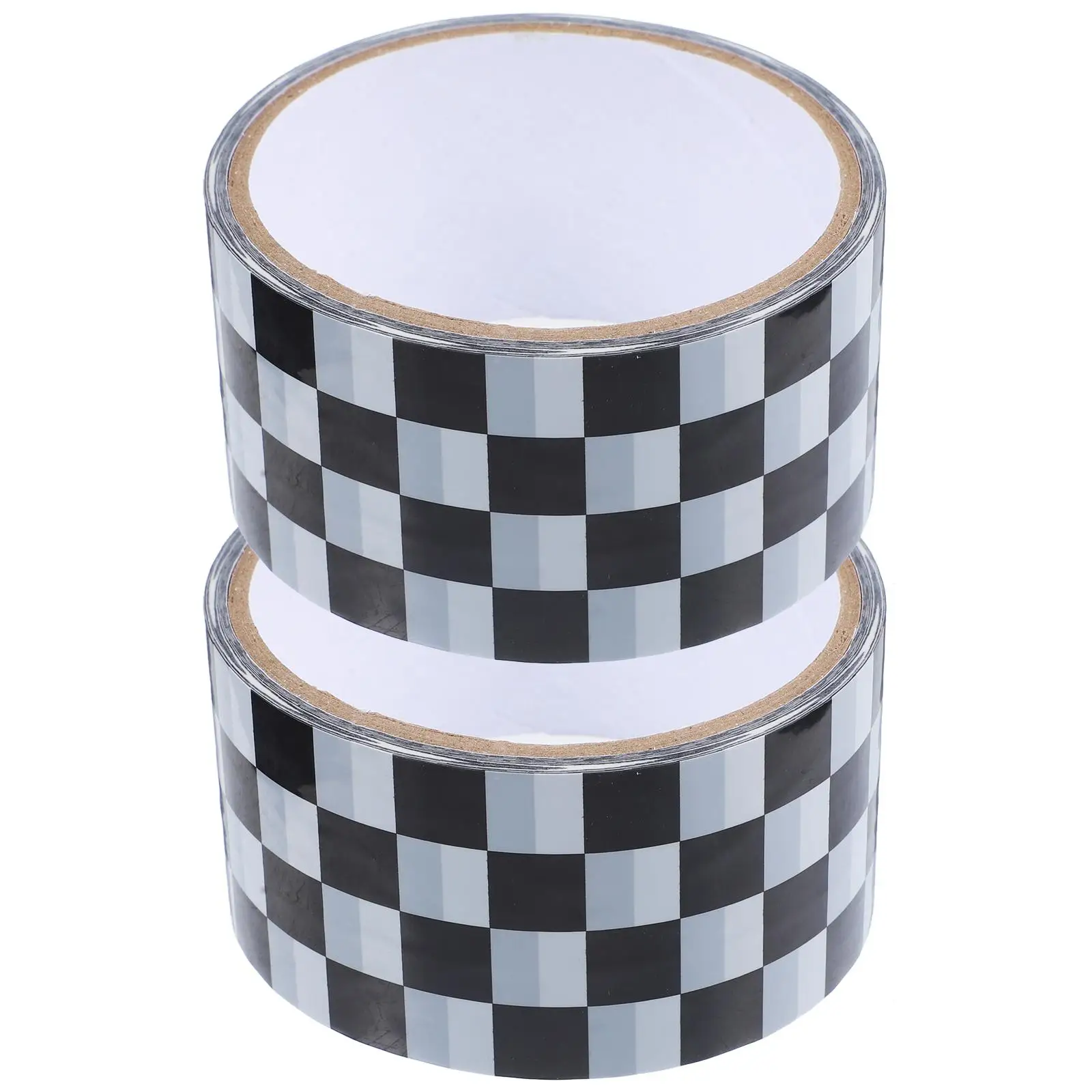 2 Rolls Grid Black Multi-function Packaging Tape Permanent Checkered Print Stickers Decorate