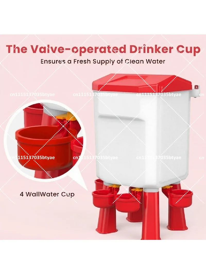 Hanging Plastic Chicken Waterer, 7L Poultry Drinker with Detachable Legs for Chicken Turkey Goose Duck Pigeon