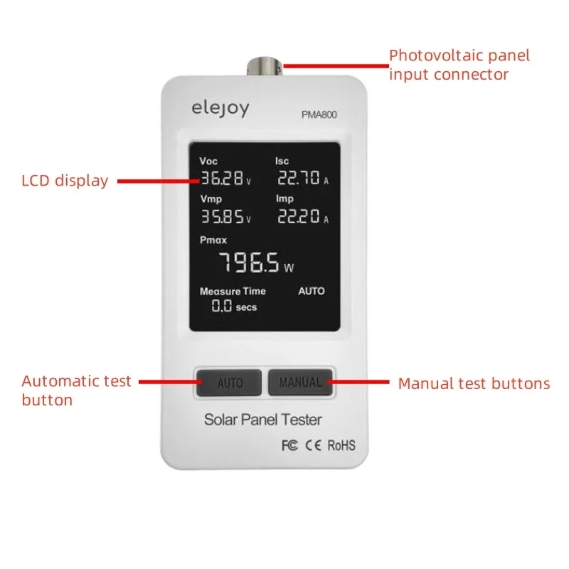 PMA800W Intelligent Photovoltaic Module Power Tester (5-800W) with OLED Display -  Solar Panel Multimeter MPPT