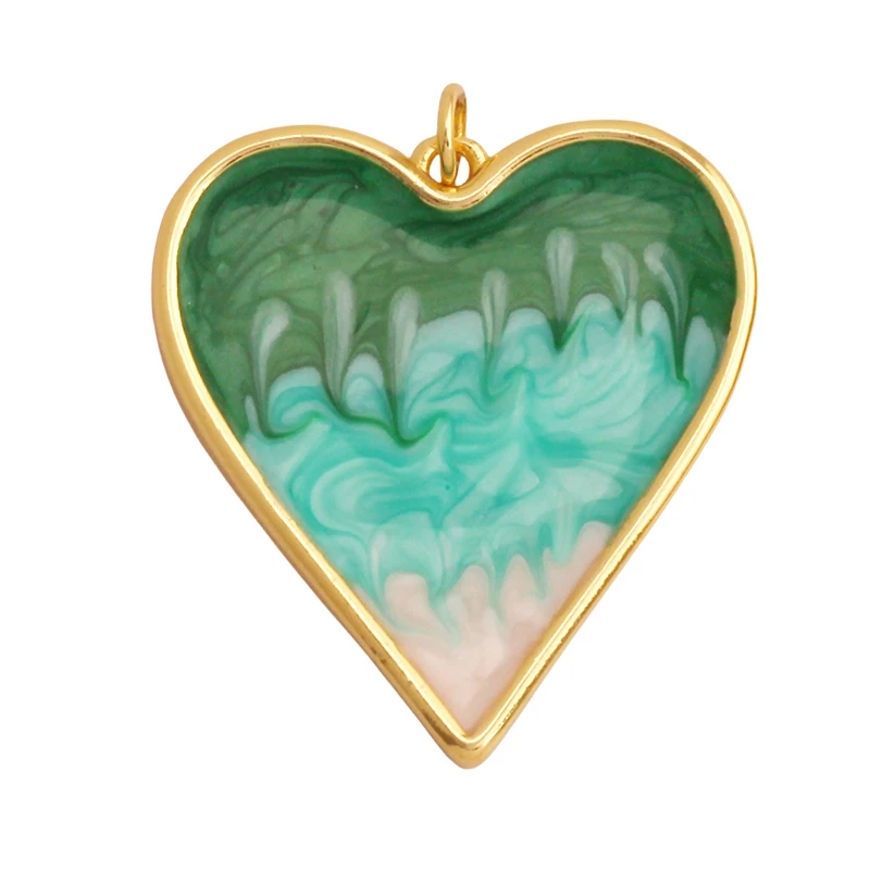 Mode Bunte Zirkon Brenn Liebe Herz Charm Anhänger, Echt 18K Gold Überzogene Halskette Armband DIY Handgemachten Schmuck Liefert S26 – Detail 5