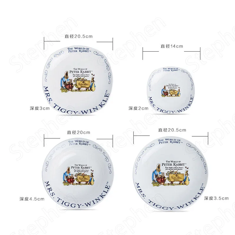 American Pastoral Cartoon Rabbit Dinner Set Plates and Dishes Painted Bone China Cake Dessert Dish Ceramic Plate Home Tableware