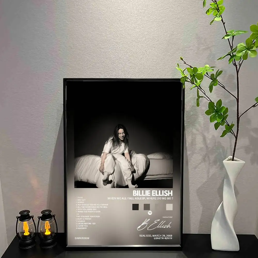 Póster E-E-Ellish-Music-B-B-Billie-e, álbum de música, lienzo impreso, arte de pared, decoración de habitación, impresión artística de pared, decoración del hogar, habitación 50x70