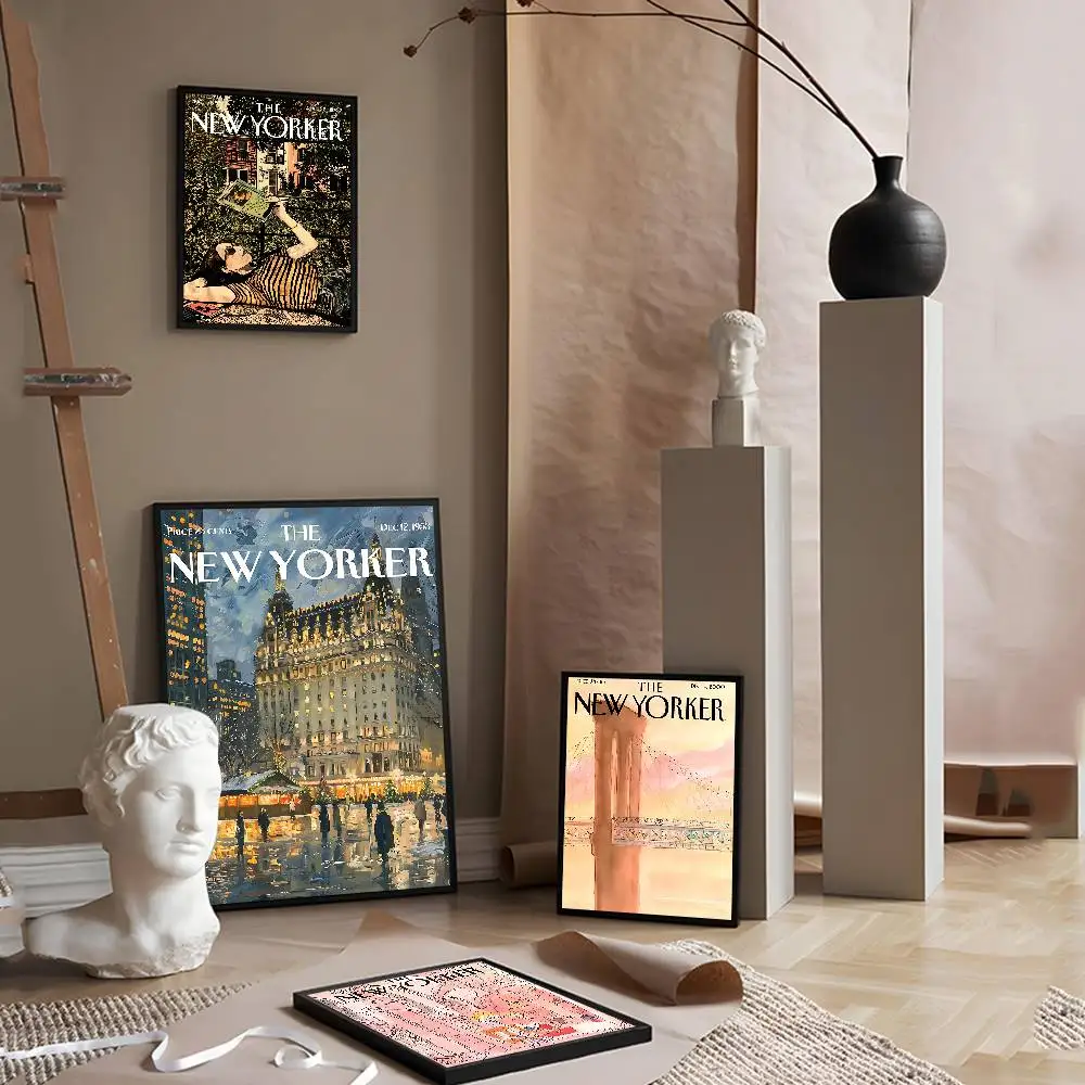 The-New-Yorker Magazine DIY Sticky Poster Whitepaper Prints Posters Artwork Vintage Decorative Painting