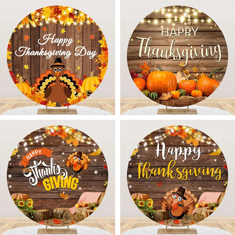 

Thanksgiving Round Backdrop Autumn Fall Festival Party Friendsgiving Decorations 2023 Banner Turkey Circle Photo Background Prop