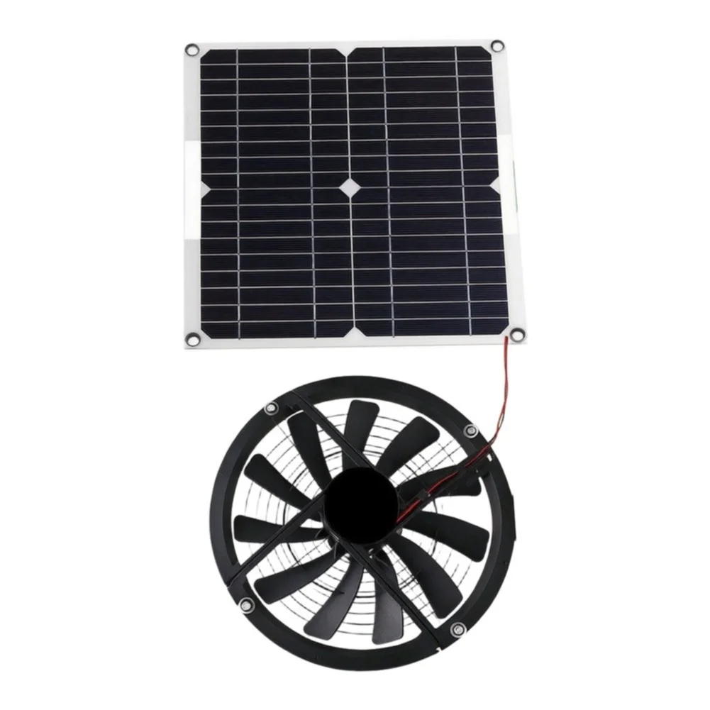 15W Solar Powered Ventilation Fan System with 10 Inch Circular Fan and Monocrystalline Panel for Indoor Airflow