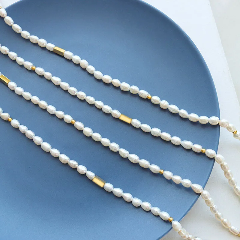 ​​2022 New Waterproof Stainless Steel Stitching Baroque Freshwater Pearl Necklace  for Women Beaded Choker Fashion Jewelry Gift