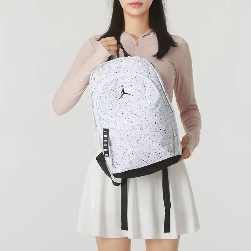 Jordan 16L Medium-Sized Unisex Couple's Versatile Fashion Starry Polyester Backpack White Jd2133032Ps-008