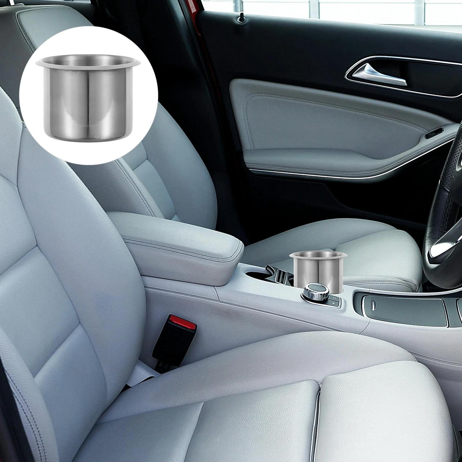 

2pcs Stainless Steel Drop-In Cup Holder Insert For Car Rv Boat Van Space-Saving Portable Drink Organizer Armrest Table Sofa