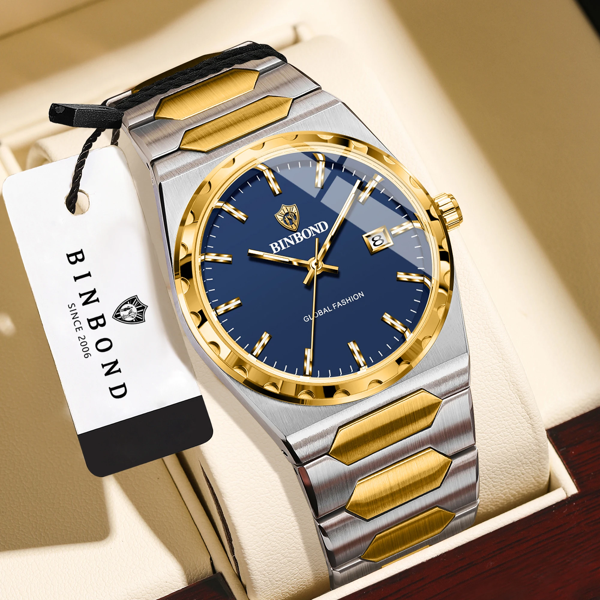 BINBOND New Arrival Luxury Quartz Wristwatches for Men Precise Luminous Waterproof Auto Date Durable Men's Watch Casual Reloj