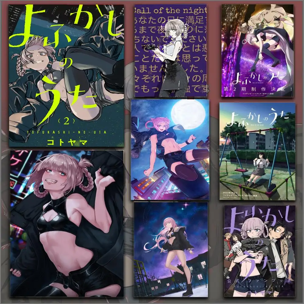 Call of the Night Nazuna Nanakusa Poster Peel and Stick Matte Self Adhesive PVC Easy Apply Removable Waterproof Frameless Home D