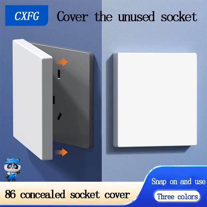86 Type Unused Socket Protection Cover Anti-Electric Shock Panel Protection Cover Shield Cover Decorative Cover With Flip Panel