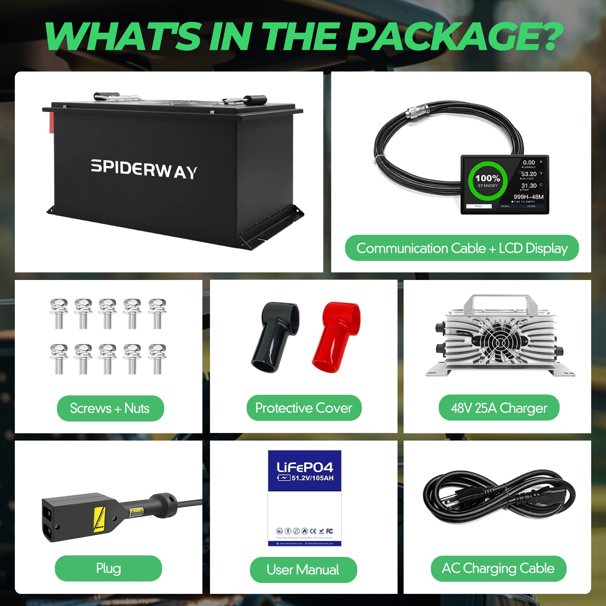 48 Volt 105ah LiFePO4 Lithium Battery Golf Cart Built-in Smart 200A BMS 25A Charger for EZGO TXT